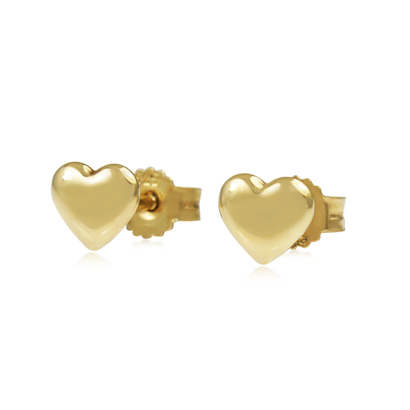 9ct Yellow Gold Heart Stud Earrings