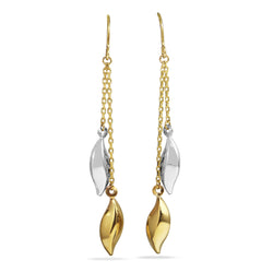 9ct Yellow and White Gold 2 Tone Drop Earrings