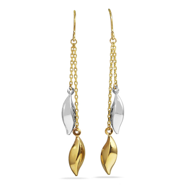 9ct Yellow and White Gold 2 Tone Drop Earrings