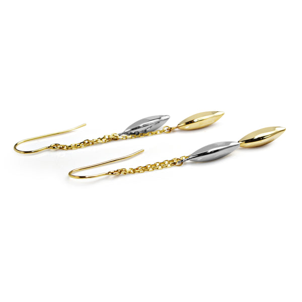 9ct Yellow and White Gold 2 Tone Drop Earrings