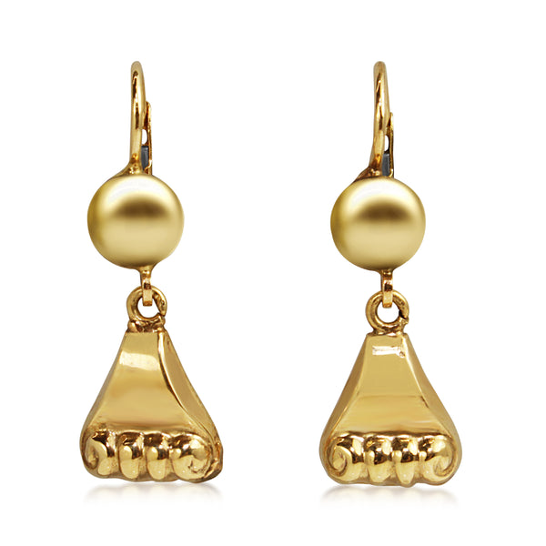 9ct Yellow Gold Ornate Drop Earrings