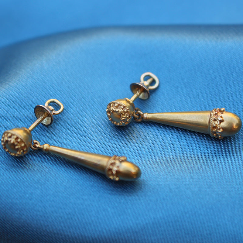 15ct Yellow Gold Antique Baton Style Earrings