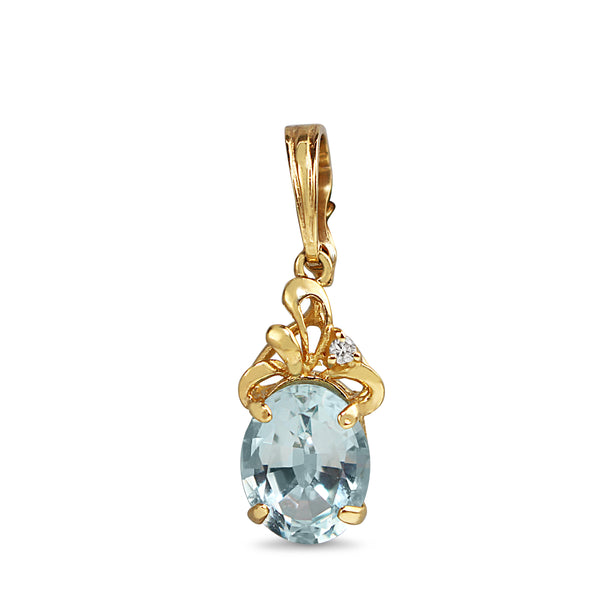 14ct Yellow Gold Topaz and Diamond Pendant / Enhancer