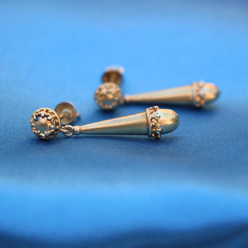 15ct Yellow Gold Antique Baton Style Earrings