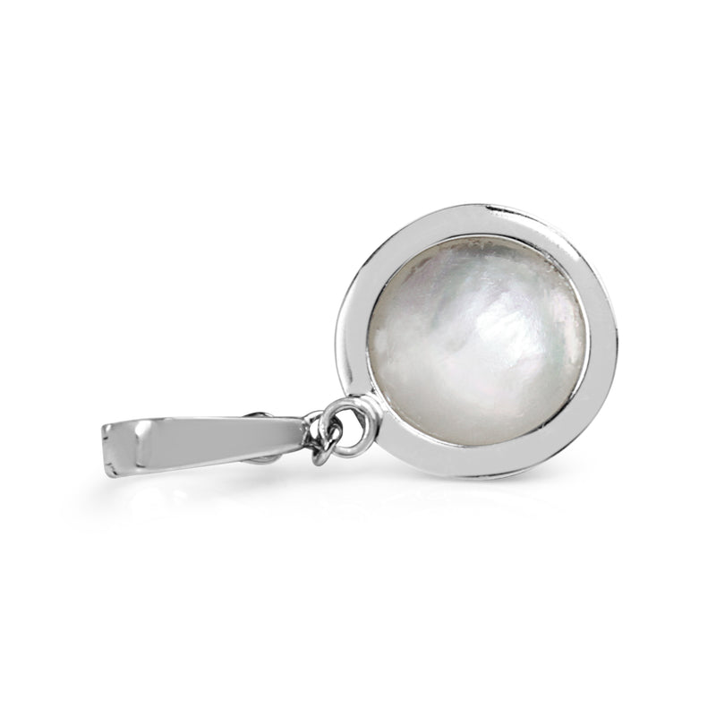 9ct White Gold Mabé Pearl Pendant / Enhancer