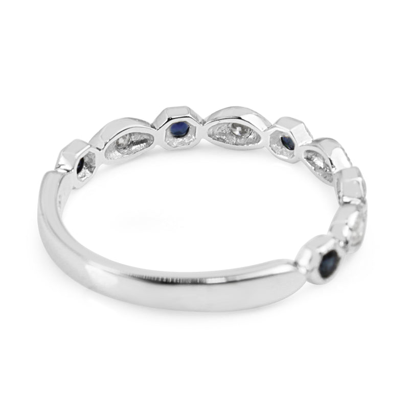 9ct White Gold Vintage Style Sapphire and Diamond Ring