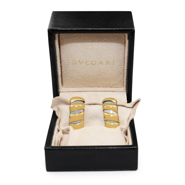 18ct Yellow Gold and Stainless Steel Bvlgari Tubogas Clip On Earrings