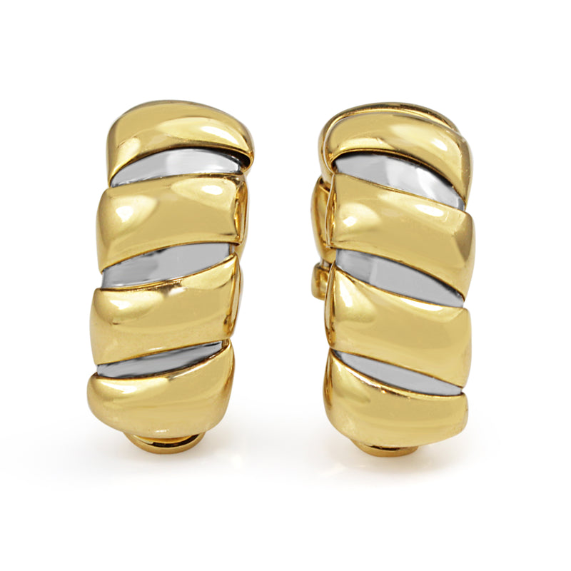 18ct Yellow Gold and Stainless Steel Bvlgari Tubogas Clip On Earrings