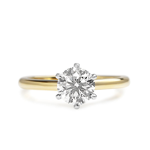 18ct Yellow and White Gold 1.01ct Diamond Solitaire Ring