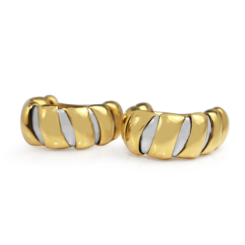 18ct Yellow Gold and Stainless Steel Bvlgari Tubogas Clip On Earrings