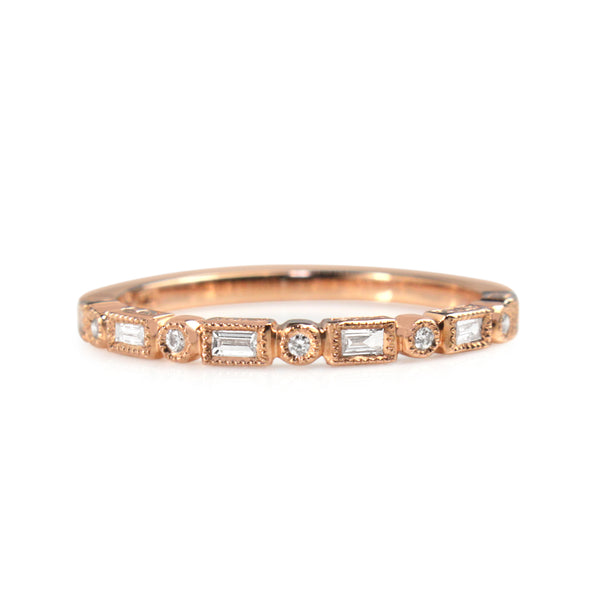 9ct Rose Gold Deco Style Diamond Ring