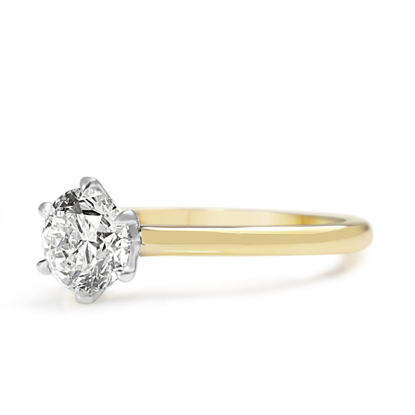 18ct Yellow and White Gold 1.01ct Diamond Solitaire Ring