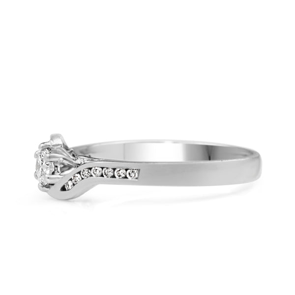 9ct White Gold Diamond Twist Solitaire Ring