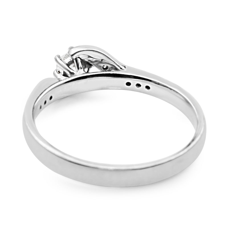 9ct White Gold Diamond Twist Solitaire Ring