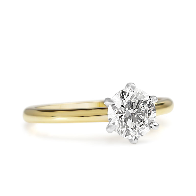 18ct Yellow and White Gold 1.01ct Diamond Solitaire Ring