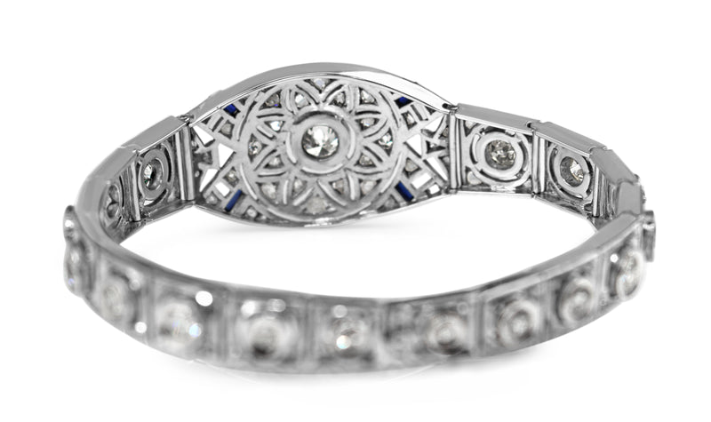 Platinum and 18ct White Gold Antique Old and Rose Cut Diamond and Sapphire Bracelet