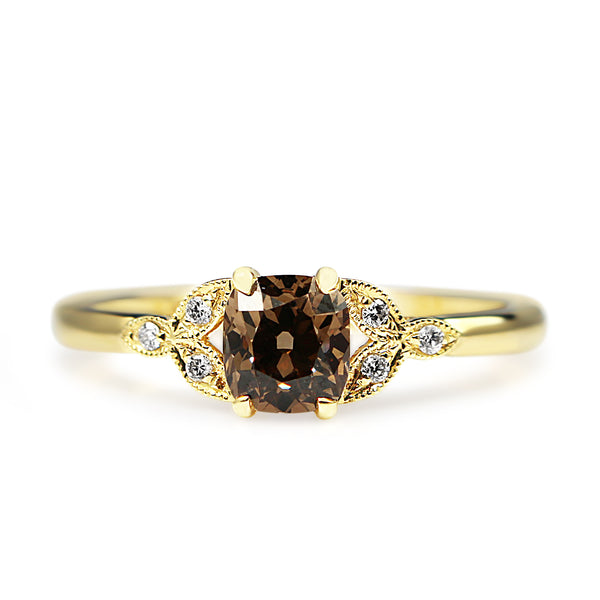 18ct Yellow Gold Champagne Old Cut Vintage Style Ring