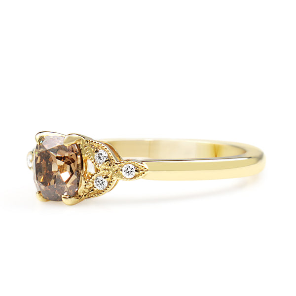 18ct Yellow Gold Champagne Old Cut Vintage Style Ring