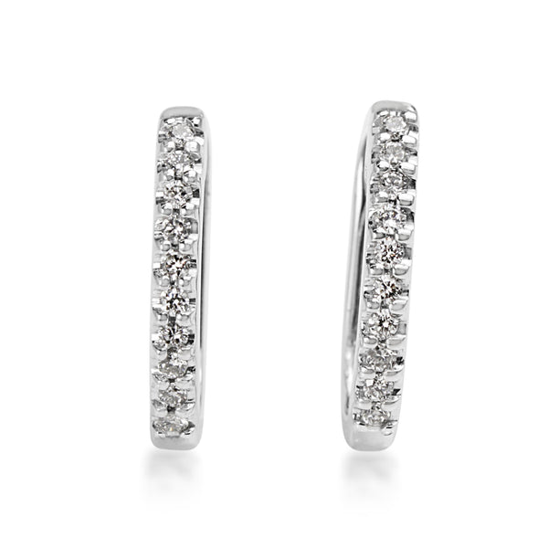 9ct White Gold Diamond Hoop Earrings