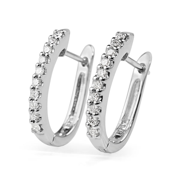 9ct White Gold Diamond Hoop Earrings