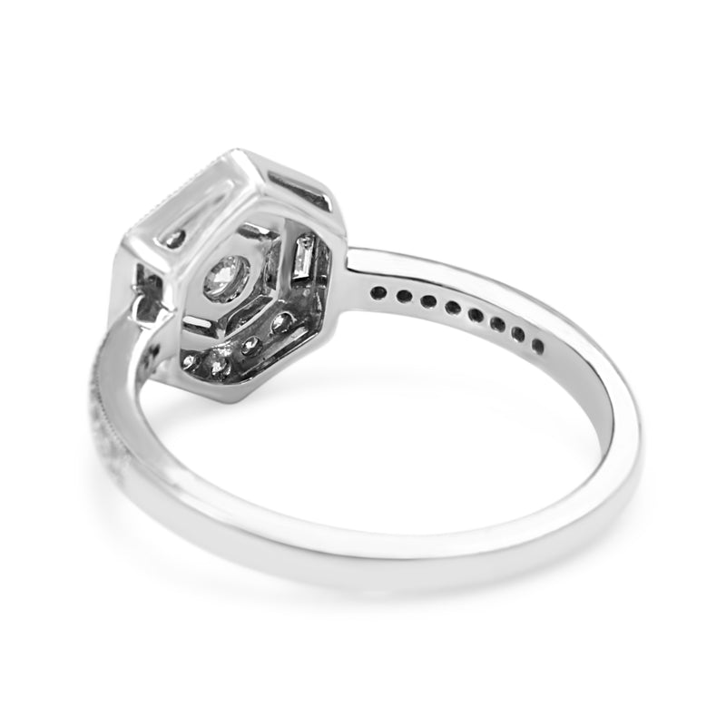 18ct White Gold Deco Style Hexagon Diamond Ring