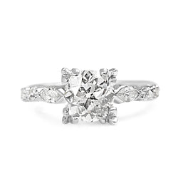 Platinum Vintage Old Cut Diamond Solitaire Ring