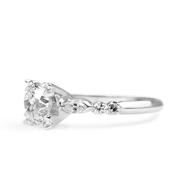 Platinum Vintage Old Cut Diamond Solitaire Ring