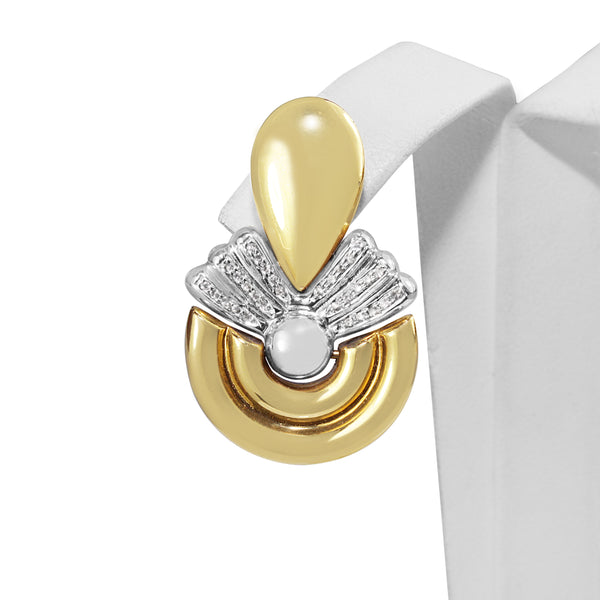 18ct Yellow and White Gold Retro Diamond Earrings