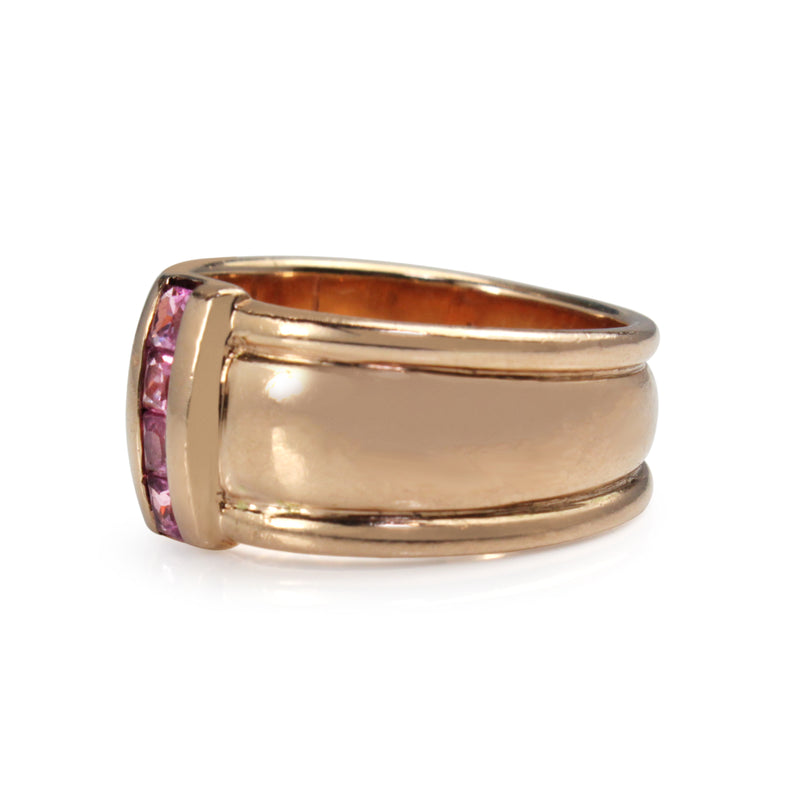 9ct Rose Gold Pink Sapphire Wide Band Ring