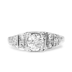 18ct White Gold Art Deco Old Cut Diamond Ring