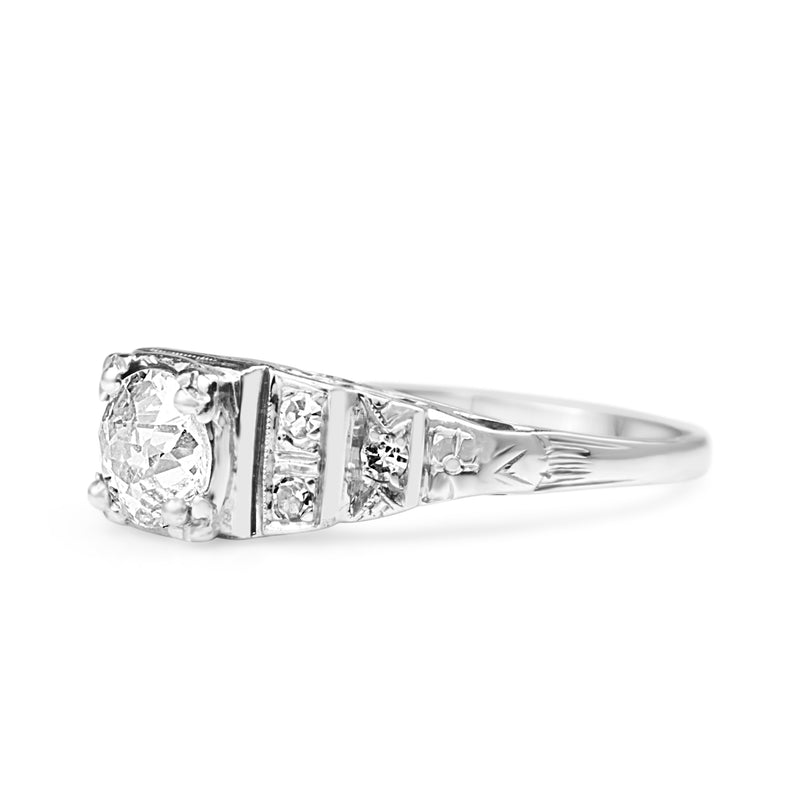 18ct White Gold Art Deco Old Cut Diamond Ring