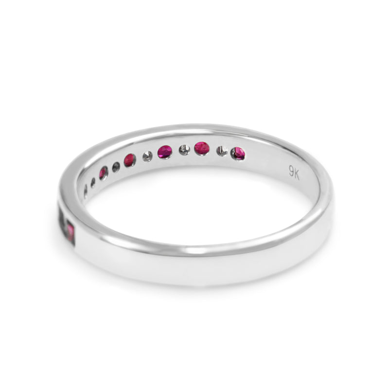 9ct White Gold Ruby and Baguette Diamond Band