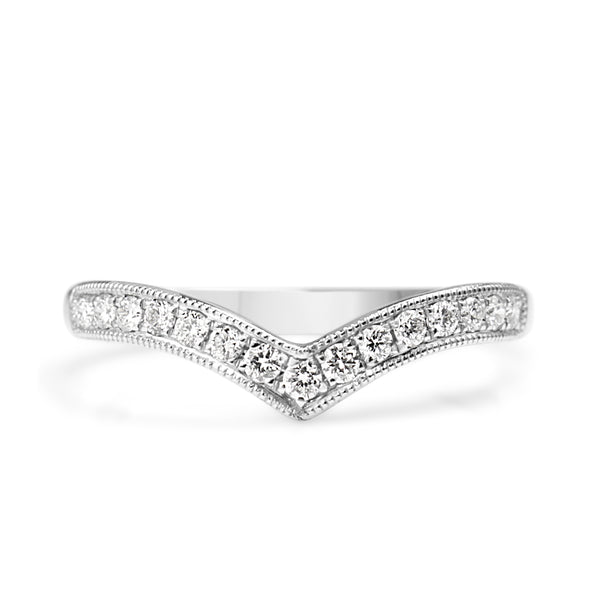 18ct White Gold Diamond V Shaped Ring