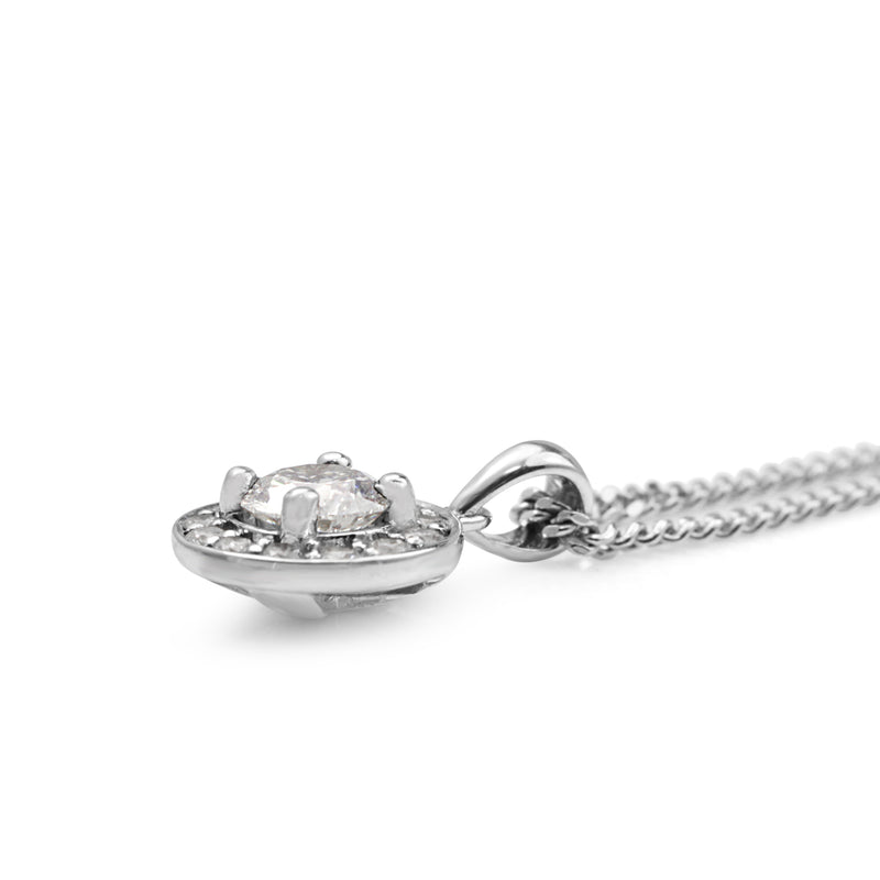 9ct White Gold Diamond Halo Necklace