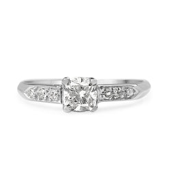 Platinum Cushion Vintage Diamond Ring