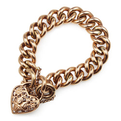 9ct Rose Gold Solid Curb Link Bracelet with Padlock Clasp