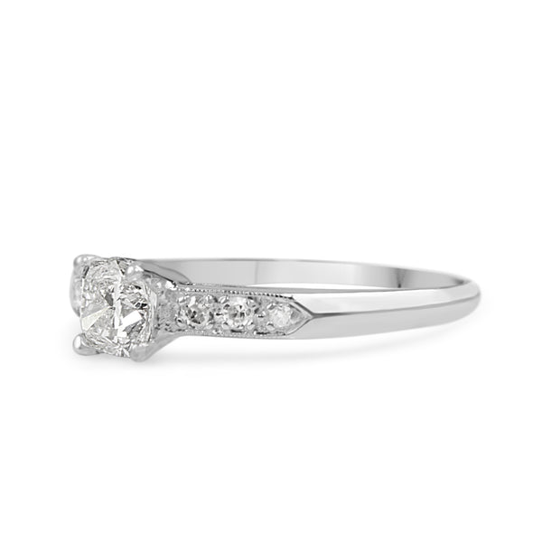 Platinum Cushion Vintage Diamond Ring