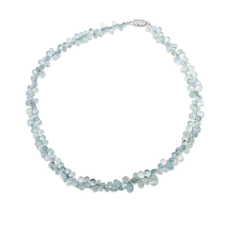 Silver Aquamarine Briolette Choker Necklace