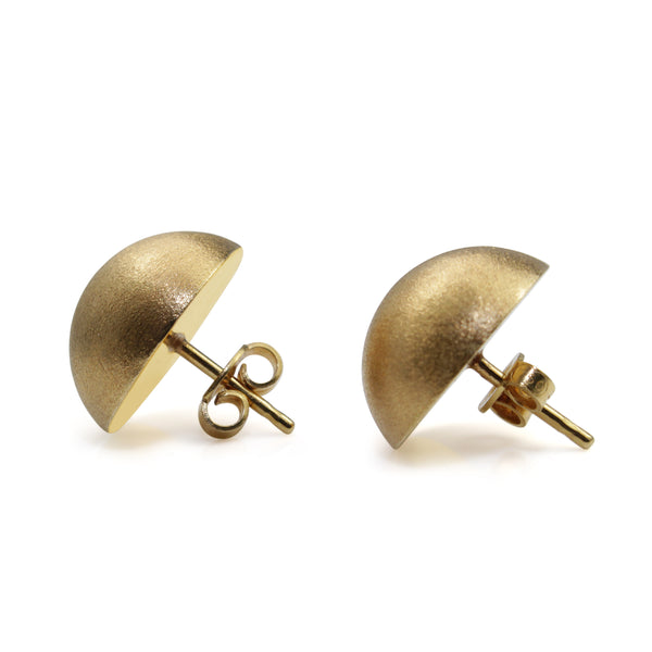 18ct Yellow Gold Vintage Matte Button Stud Earrings