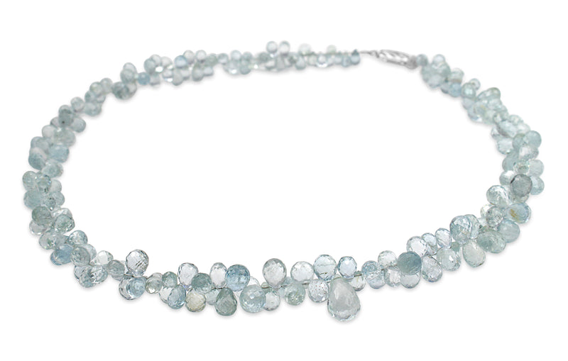 Silver Aquamarine Briolette Choker Necklace