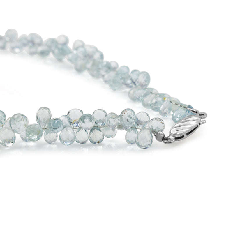 Silver Aquamarine Briolette Choker Necklace