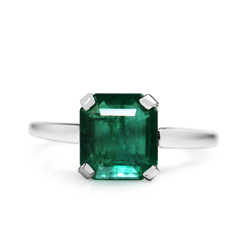 Platinum Emerald Solitaire Ring