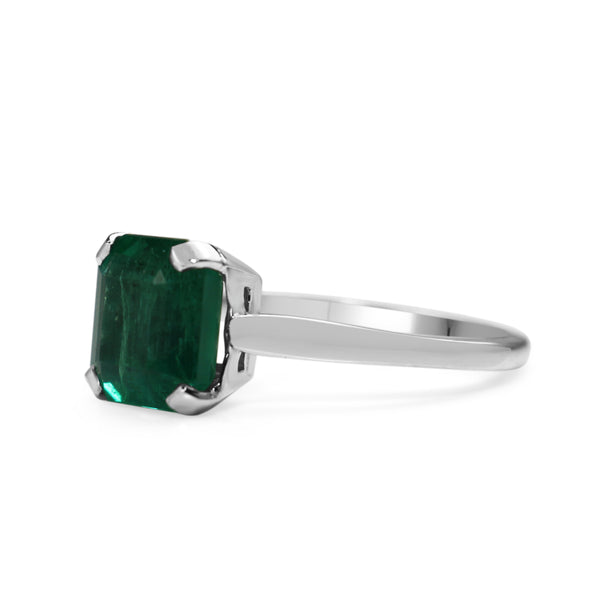 Platinum Emerald Solitaire Ring