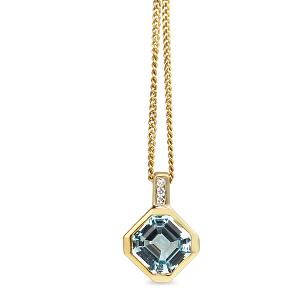 9ct Yellow Gold Topaz and Diamond Necklace