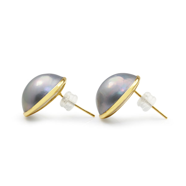 18ct Yellow Gold Mabé Pearl Stud Earrings