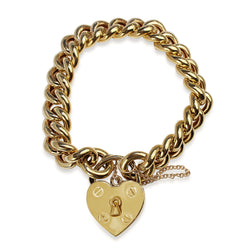 9ct Yellow Gold Hollow Curb Link Bracelet with Padlock Clasp