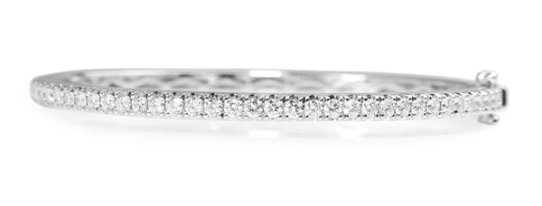 9ct White Gold 1.00ct Hinged Diamond Bangle