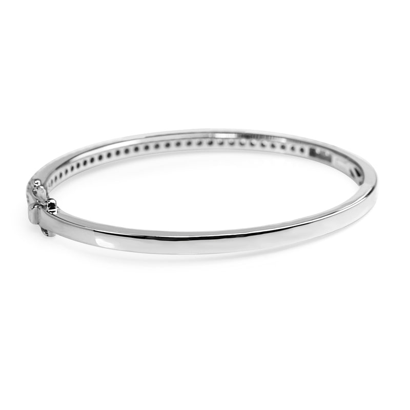 9ct White Gold 1.00ct Hinged Diamond Bangle