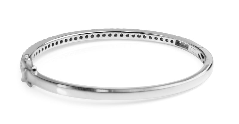 9ct White Gold 1.00ct Hinged Diamond Bangle