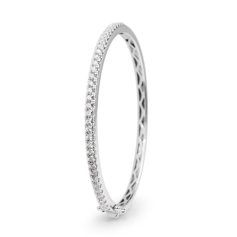 9ct White Gold 1.00ct Hinged Diamond Bangle